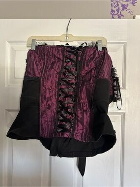 Royal Bones Purple and Black Lace-Up Corset Top